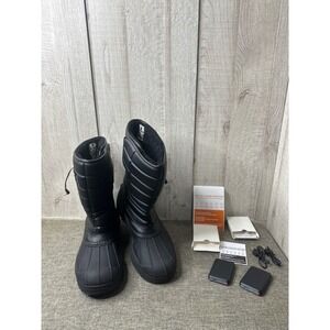 Mens Size 11 Heated Winter Faux Fur Lined Boots & Battery Packs Black Waterproof